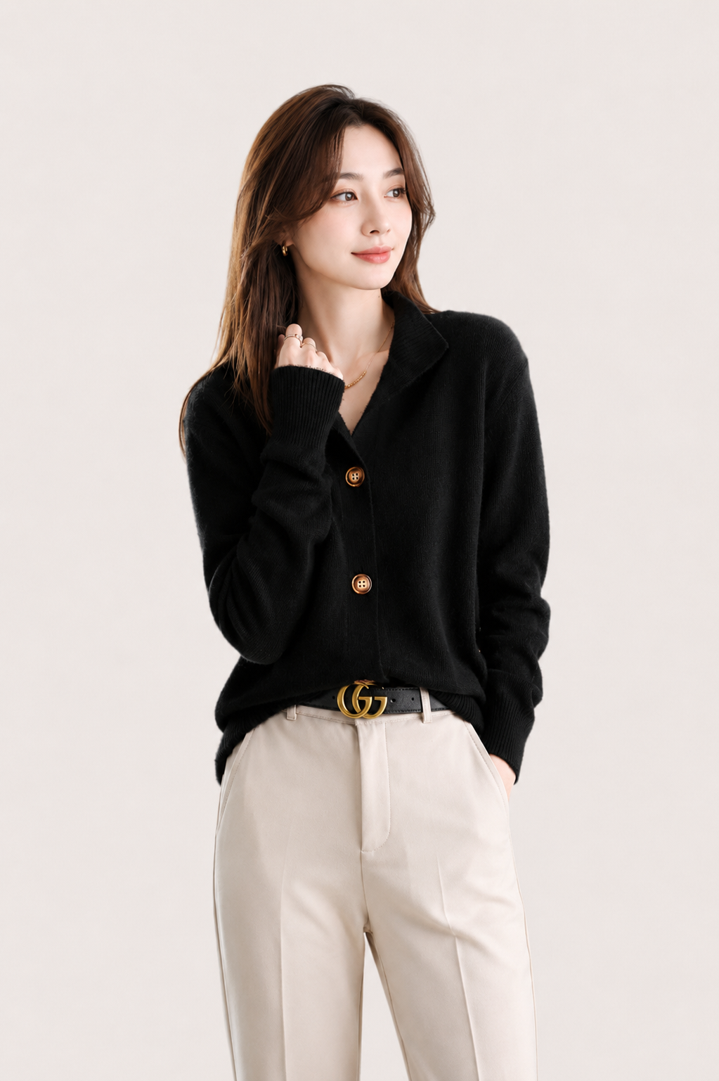 ribbed hem cropped cardigan
