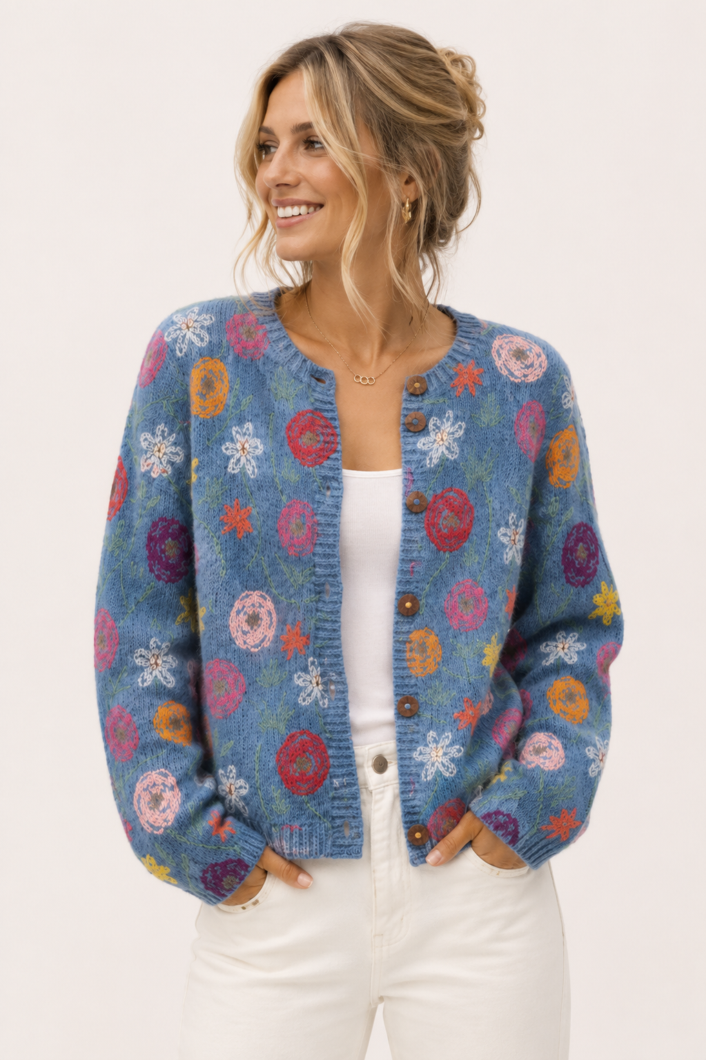 womens floral knit cardigan
