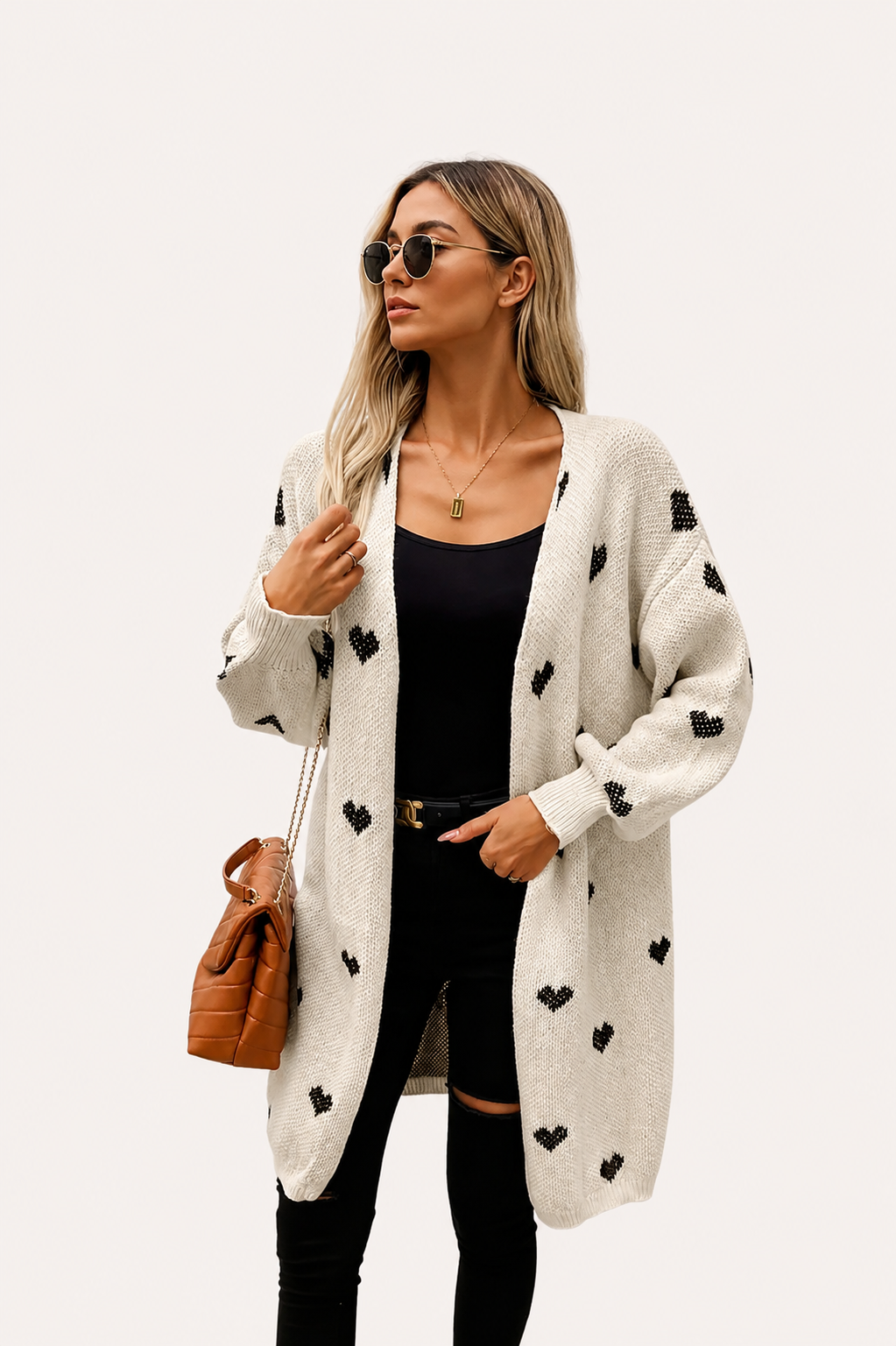womens heart pattern cardigan
