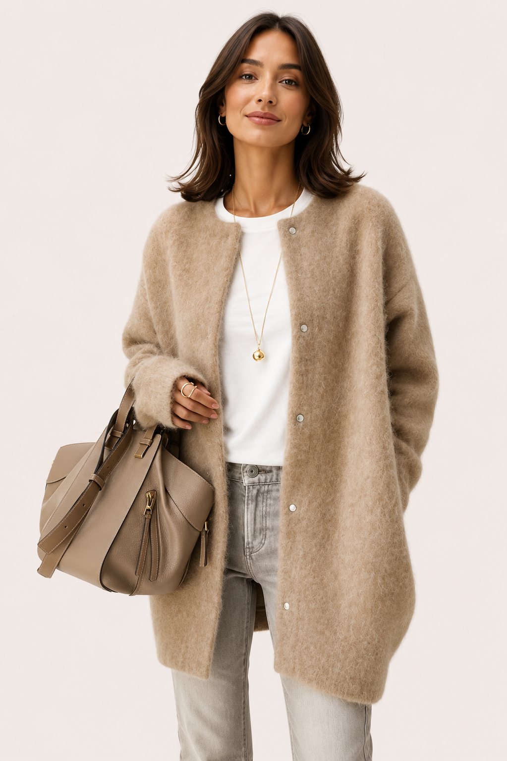 womens longline fluffy cardigan
